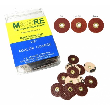Moores PAPER Discs – ADALOX Aluminium Oxide Coated - 7/8” (22mm) – FINE - 200pc 